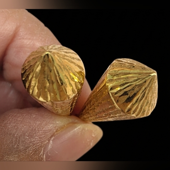 Genuine 14k Gold Earrings Vtg Hanging Unique Marked SLC Diamond Cut Teardrop - Picture 5 of 11